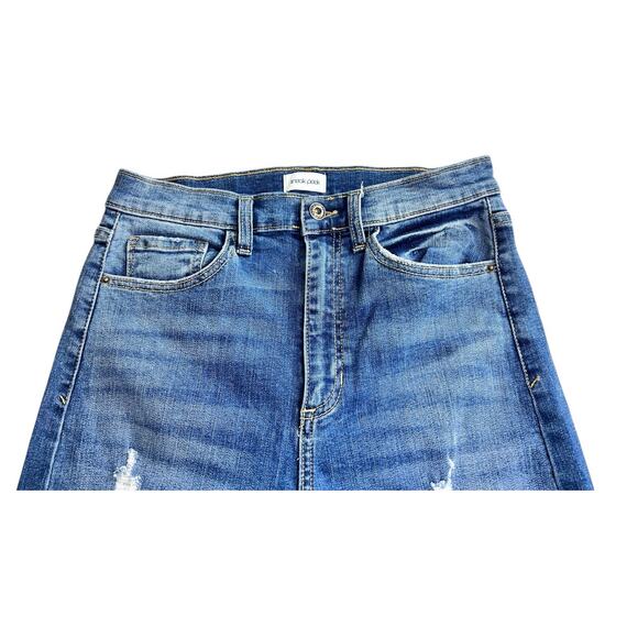 Sneak Peek Distressed Wide Leg Jeans Sz 7 28 Waist Frayed Hem High-Waist Stretch - Picture 5 of 8